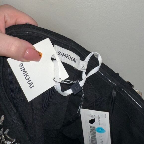 Jonathan Simkhai Arta Bustier Rhinestone Strapless Mini Cocktail Dress Black XS - Picture 4 of 13